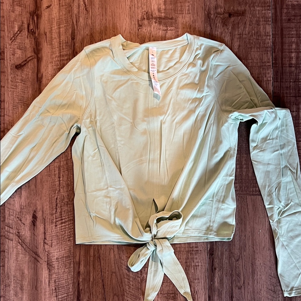 Lululemom Light Green Tie Front Workout Top